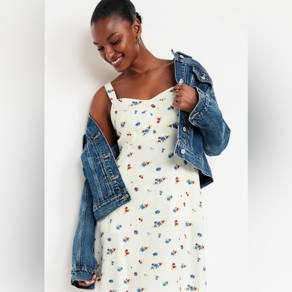 NWT! Old Navy Fit & Flare Crepe Floral Mini Dress - Size XS Petite 🤎 - Picture 7 of 8